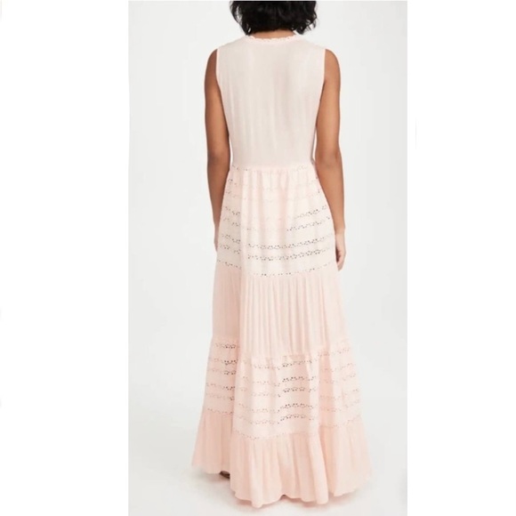 Playa Lucila Embroidered Eyelet Tiered Sleeveless Button-Up Maxi Dress Small - Picture 2 of 10